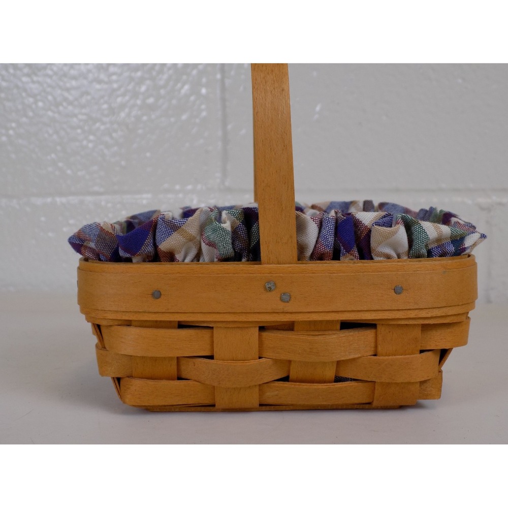 Parsley Booking Basket w/ Plaid Liner Protector & Card 2000 Longaberger Vintage - Picture 7 of 16